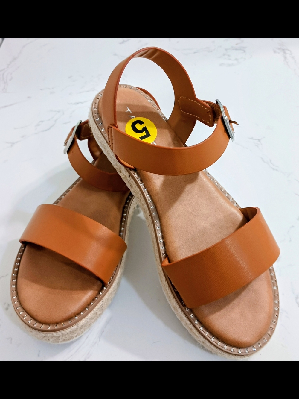 Tahari Cognac Brown Girls Espadrille Platform Sandals